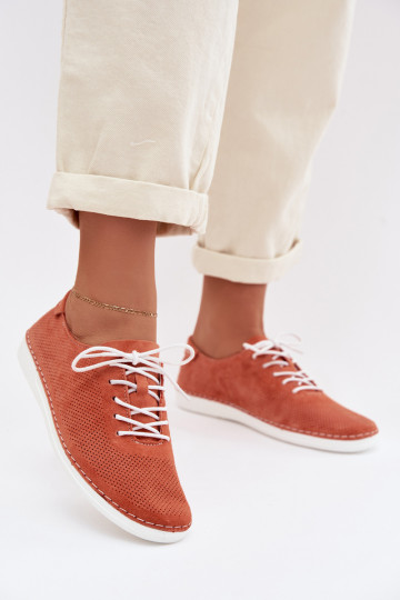 Chaussures pour femmes en daim S.Barski LR61-7080 couleur orange
