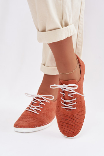 Chaussures pour femmes en daim S.Barski LR61-7080 couleur orange 2