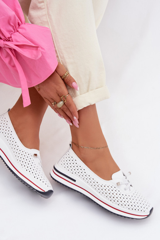 Leer met elementen van opengeInerkt schoenen Dames S.Barski LR61-7044 Initte kleur