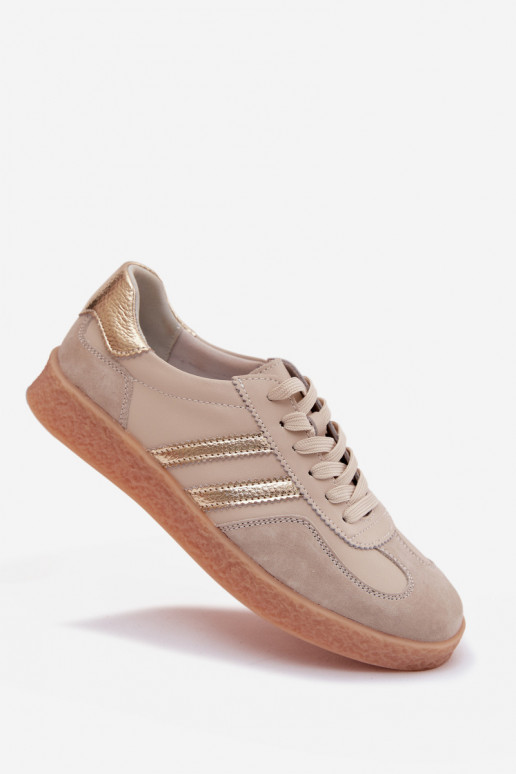 Leer Sneakers model schoenen Dames S.Barski LR61-7059 beige