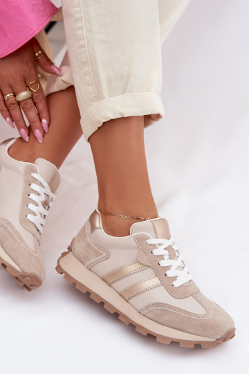 en daim Chaussures modèle baskets Féminin avec une plateforme S.Barski LR61-7097 beige