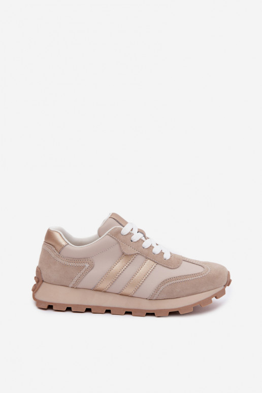 en daim Chaussures modèle baskets Féminin avec une plateforme S.Barski LR61-7097 beige