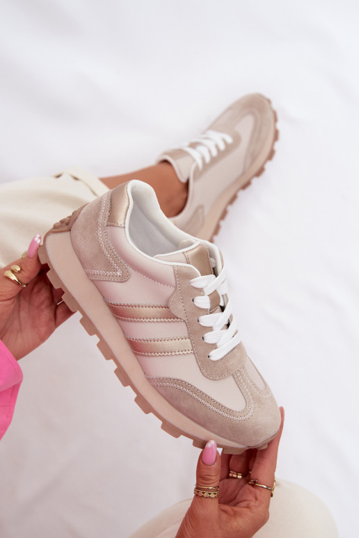 en daim Chaussures modèle baskets Féminin avec une plateforme S.Barski LR61-7097 beige