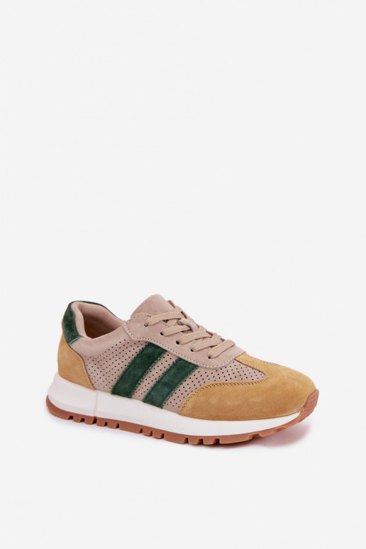 Sneakers Stilvollllschuhe FemininErmöglichtturalnego aus INildlederu Beige-gelbe Farbe Es mussrceline