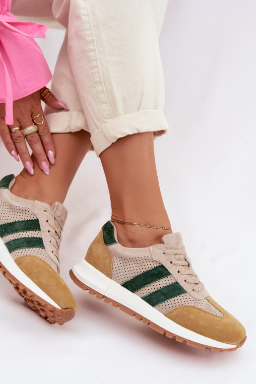 Sneakers Stilvollllschuhe FemininErmöglichtturalnego aus INildlederu Beige-gelbe Farbe Es mussrceline