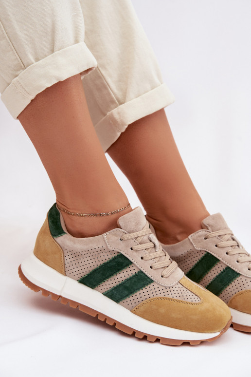 Chaussures modèle baskets FémininActivéturalnego en daimu beige-couleur jaune Il fautrceline