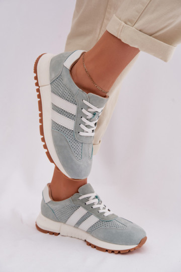 Dames schoenen Sneakers model van echt suède mintkleur