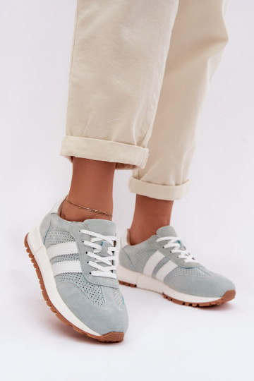 Dames schoenen Sneakers model van echt suède mintkleur 2