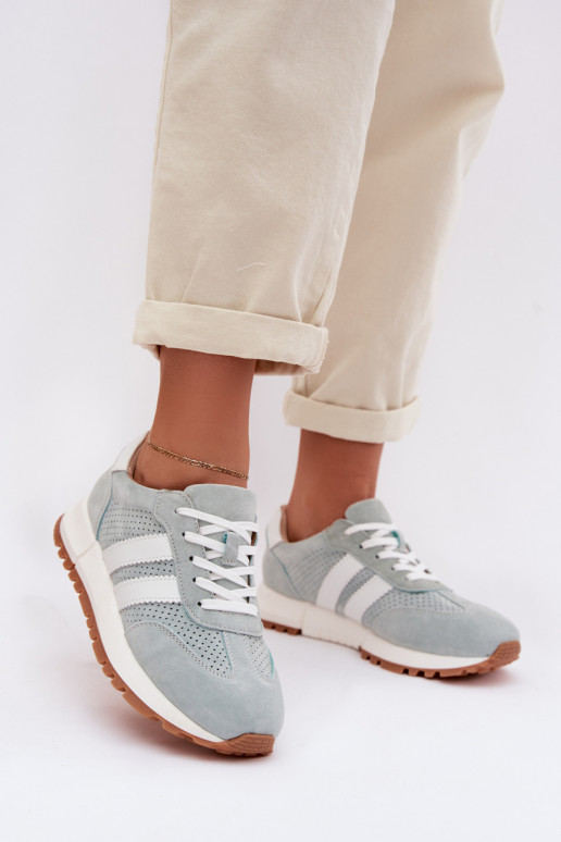 Chaussures modèle baskets FémininActivéturalnego en daimu couleur menthe Il fautrceline