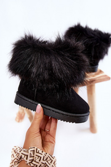 Schneestiefel für Kinder mit Pelzmantel schZuarze Farbe Ariana