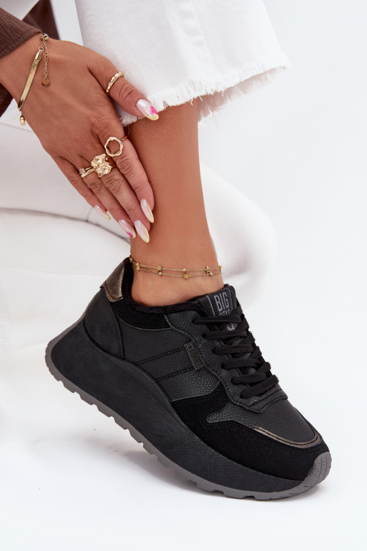 réchauffer Chaussures modèle baskets Féminin avec une plateforme Big Star SS274007 HI-POLY SYSTEM couleur noire