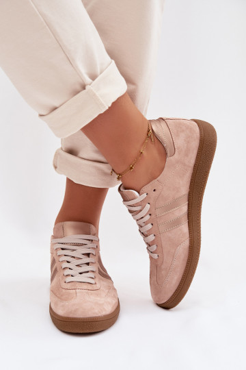 Zazoo N1068 van kunstsuède lage sneakers voor dames in roze 2
