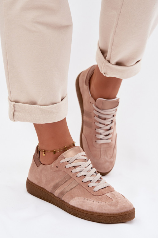 Zazoo N1068 Damen-Sneaker aus Kunstwildleder in Rosa