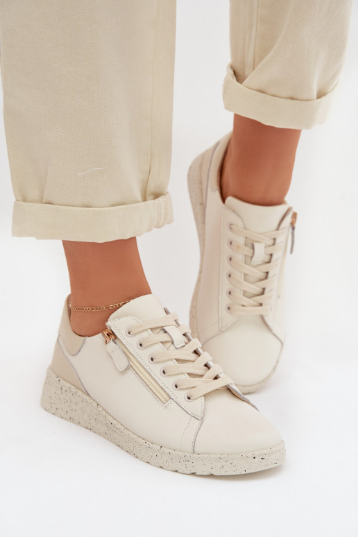 Leer schoenen Dames met ritssluitingen beige Dorothea