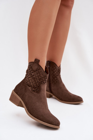 Bottes ajourées Féminin avec des talons marron Briavine 2