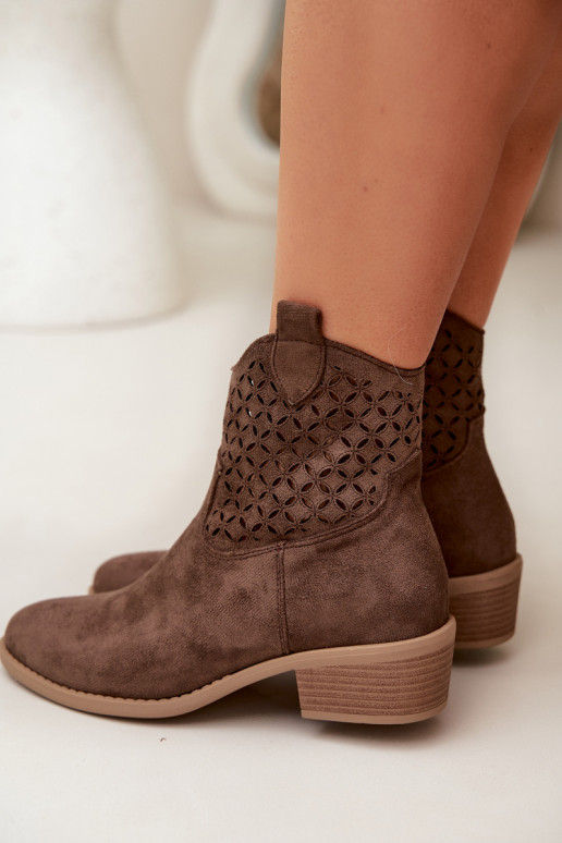 Bottes ajourées Féminin avec des talons marron Briavine