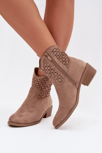 OpengeInerkte laarzen Dames met hakken beige Briavine
