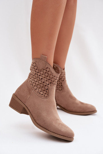 OpengeInerkte laarzen Dames met hakken beige Briavine 2