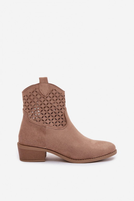 Durchbrochene Stiefel Feminin mit Absätzen Beige Briavine