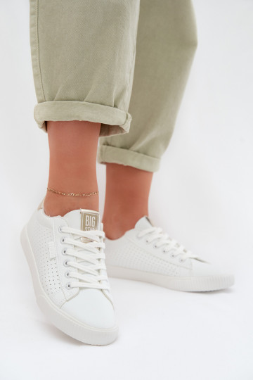 Baskets de sport pour femmes en simili cuir Big Star TT274020 couleur blanche 2