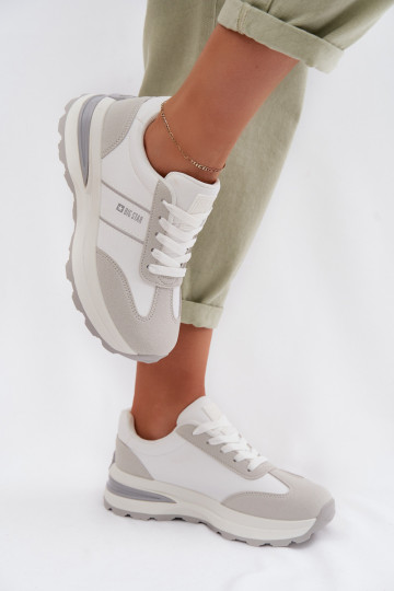 Chaussures modèle baskets baskets Féminin Big Star TT274879 HI-POLY SYSTEM Blanc-couleur grise