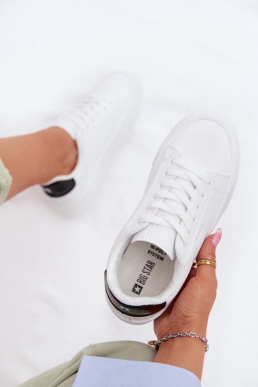 Chaussures modèle baskets Féminin en cuir écologique Big Star TT274928 HI-POLY SYSTEM couleur blanche