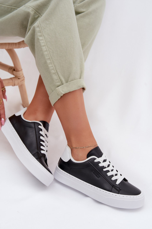 Chaussures modèle baskets Féminin en cuir écologique Big Star TT274927 HI-POLY SYSTEM couleur noire