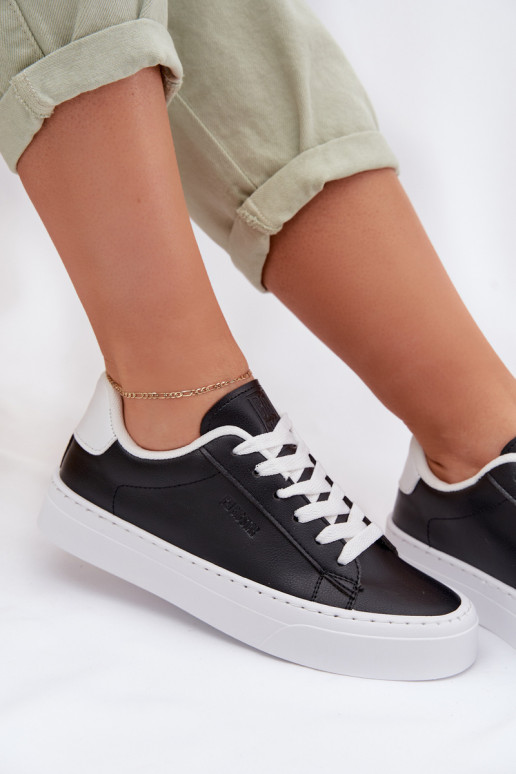 Sneakers Stilvollllschuhe Feminin aus Öko-Leder Big Star TT274927 HI-POLY SYSTEM schZuarze Farbe