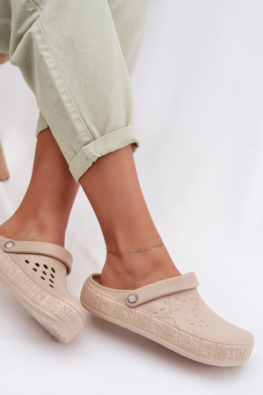 Chaussons Sabots Féminin Pantoufles légères Big Star TT274A083 beige