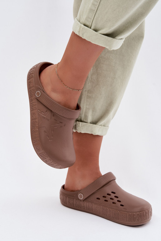 Chaussons Sabots Féminin Pantoufles légères Big Star TT274A085 marron