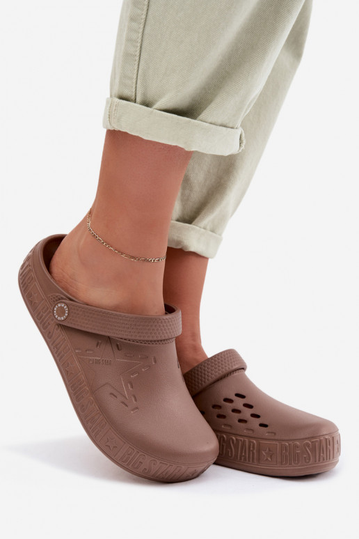 Chaussons Sabots Féminin Pantoufles légères Big Star TT274A085 marron