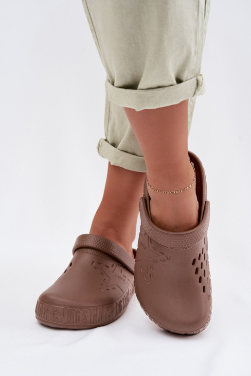 Slippers Klompen Dames LichtgeInicht pantoffels Big Star TT274A085 bruine kleur