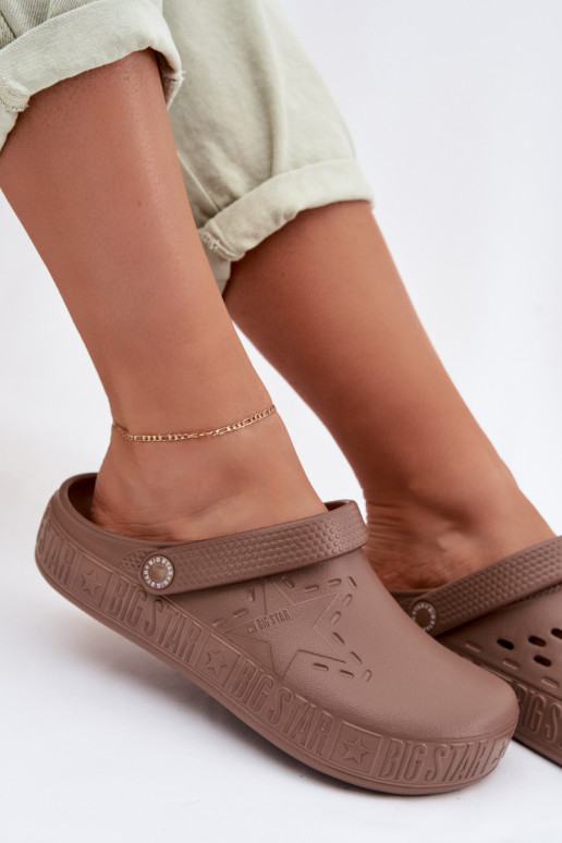 Hausschuhe Verstopfungen Feminin Leichte Hausschuhe Big Star TT274A085 braune Farbe