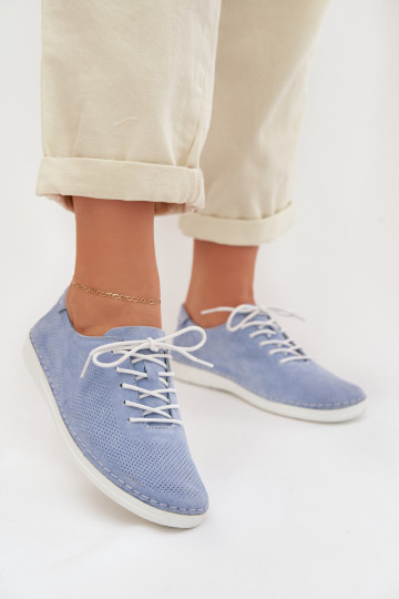 chaussures FémininActivéturalnego en daimu S.Barski LR61-7080 couleur bleue 2