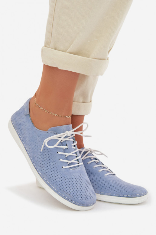 chaussures FémininActivéturalnego en daimu S.Barski LR61-7080 couleur bleue