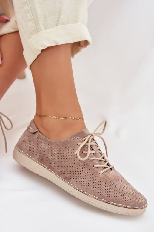 chaussures FémininActivéturalnego en daimu S.Barski LR61-7080 beige