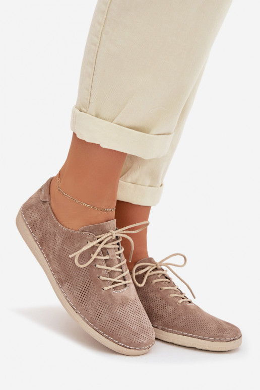 chaussures FémininActivéturalnego en daimu S.Barski LR61-7080 beige