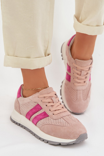 Baskets en suede pour femmes Tai turirceline couleur rose