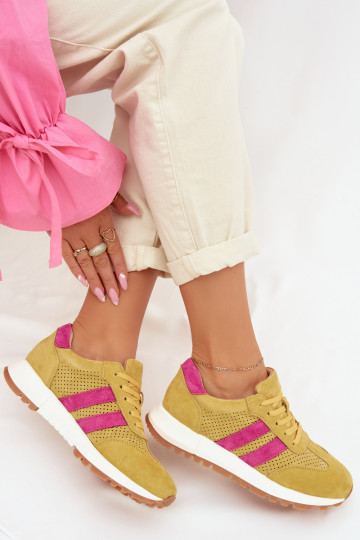 Baskets en suede pour femmes Tai turirceline couleur jaune