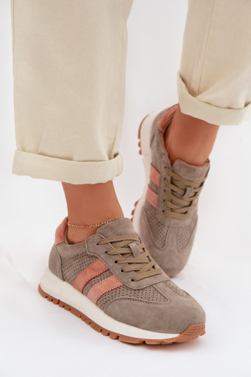 Baskets en suede pour femmes Tai turirceline couleur chaki