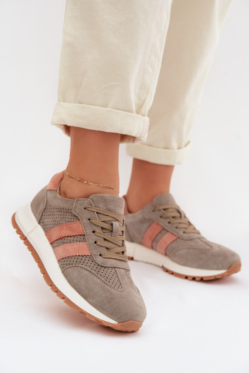 Dames suède sneakers Tai turirceline in kaki 2