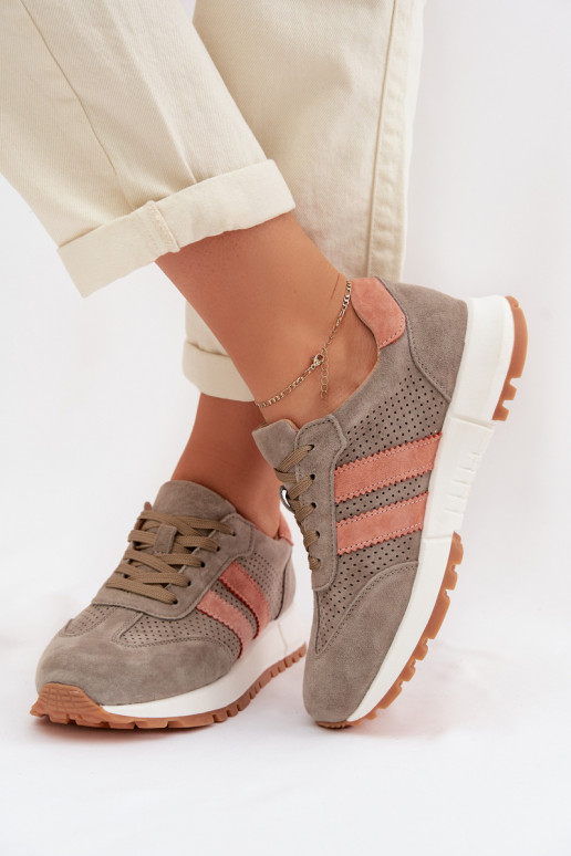 Sneakers model schoenen DamesOpturalnego van suèdeu kaki kleuren Het heeftrceline