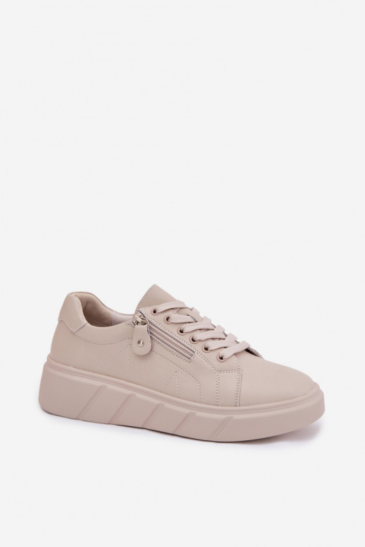 Leer schoenen Dames met ritssluitingen beige Althea