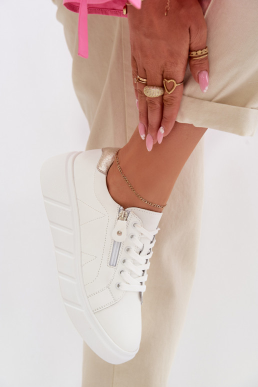 Peau chaussures Féminin avec fermetures éclair couleur blanche Althea