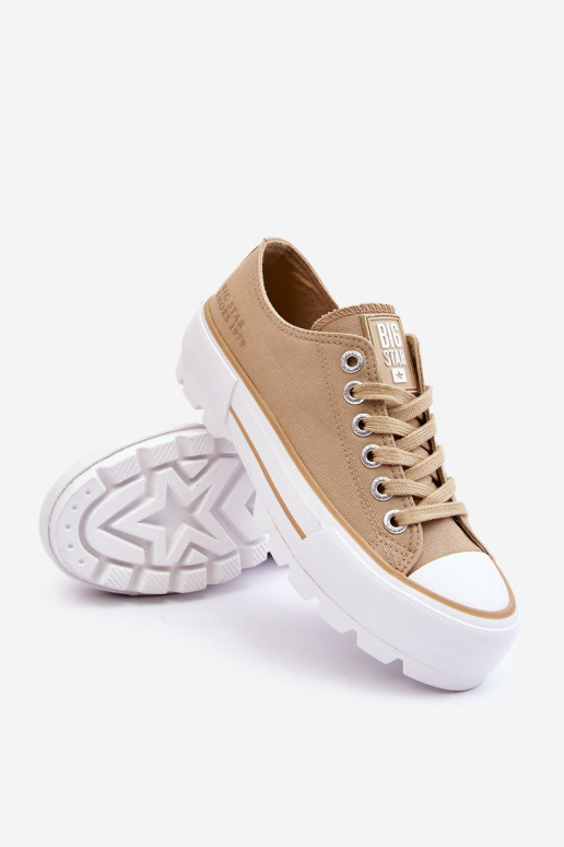 materiaal vrijetijdsschoenen met platform Big Star LL274154 beige