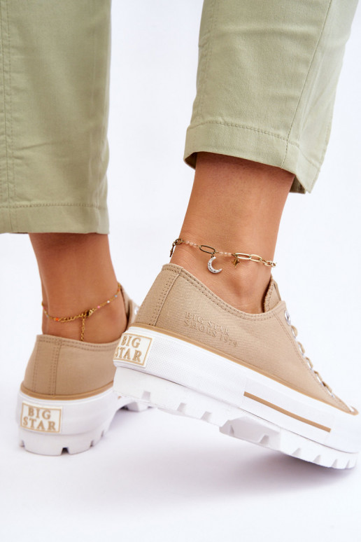 materiaal vrijetijdsschoenen met platform Big Star LL274154 beige