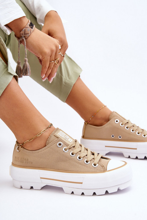 materiaal vrijetijdsschoenen met platform Big Star LL274154 beige