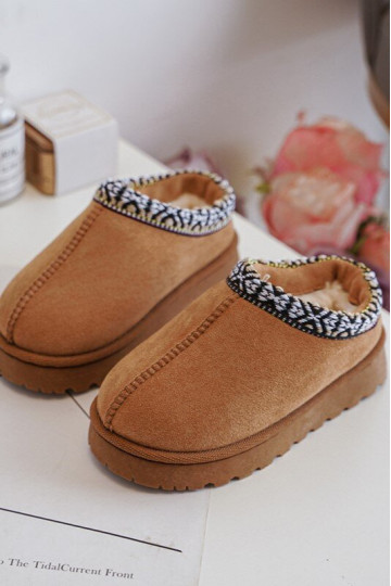 Chaussons pour enfants à enfiler doublés couleur marron Olivane 2