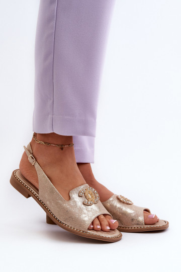 Sandales pour femmes avec des ornements S.Barski KV27-049 couleur dorée 2