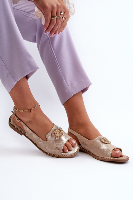 Damensandalen mit Ornamenten S.Barski KV27-049 goldene Farbe